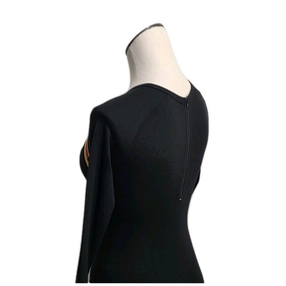 Gilda Marx VTG 80s Cotton Rainbow Stripe LS Leotard Adult XS (Y/J) Black - Picture 5 of 16